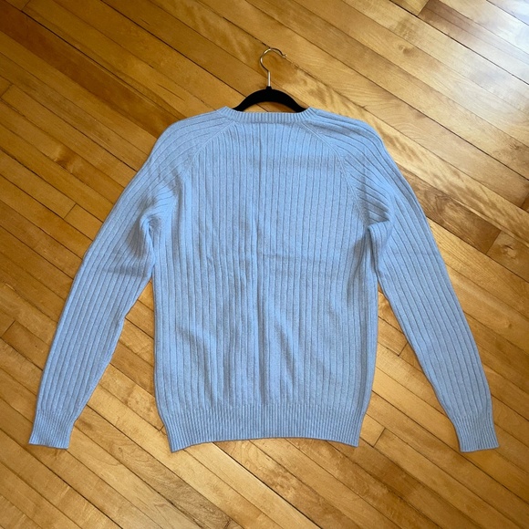 Lands' End Women's Cashmere Ribbed Crewneck Sweater Light Blue Preppy Classic - Picture 2 of 9